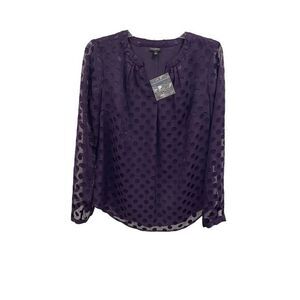 Talbots Women's Purple Polka‎ Dot Blouse Size S Long Sleeve